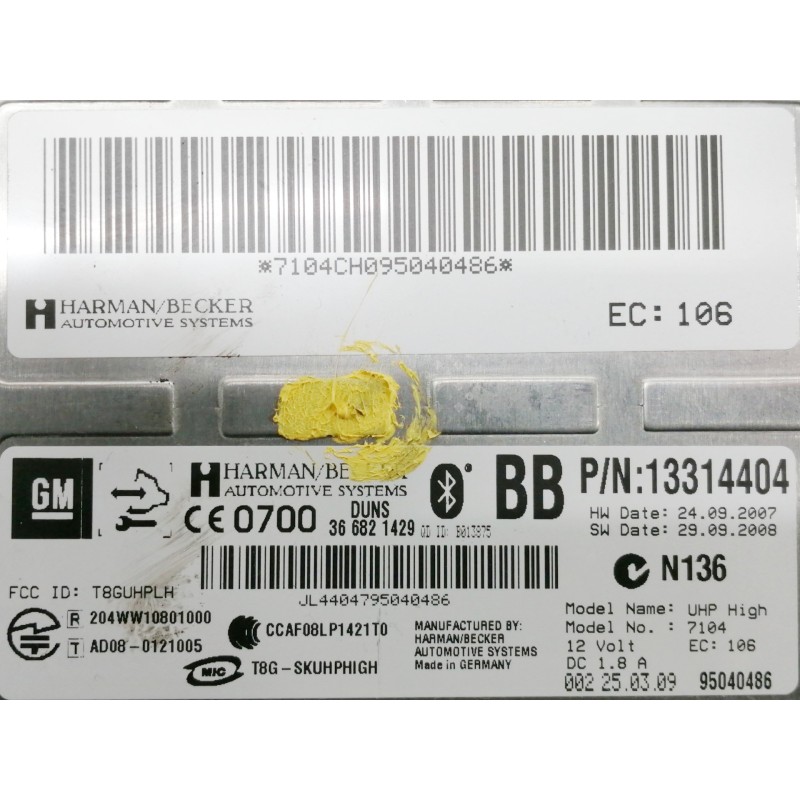 Recambio de modulo electronico para opel insignia berlina cosmo referencia OEM IAM 13314404 366821429 