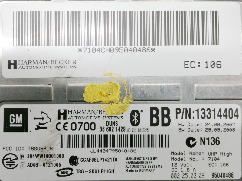 Recambio de modulo electronico para opel insignia berlina cosmo referencia OEM IAM 13314404 366821429 