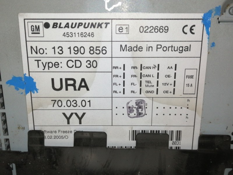 Recambio de sistema audio / radio cd para opel zafira b cosmo referencia OEM IAM 13190856 022669 / 13190856 7647221310