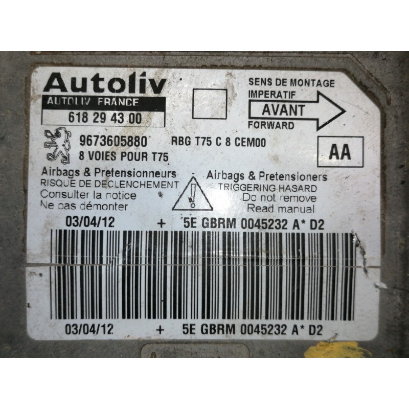 Recambio de centralita airbag para peugeot rcz basis referencia OEM IAM 618294300 9673605880 610277600