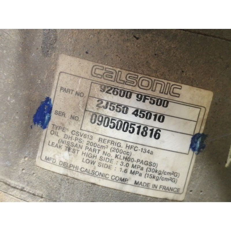 Recambio de compresor aire acondicionado para nissan almera (n16/e) comfort referencia OEM IAM 926009F500  