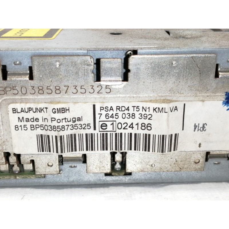 Recambio de sistema audio / radio cd para peugeot 307 cc (s2) básico referencia OEM IAM 7645038392  