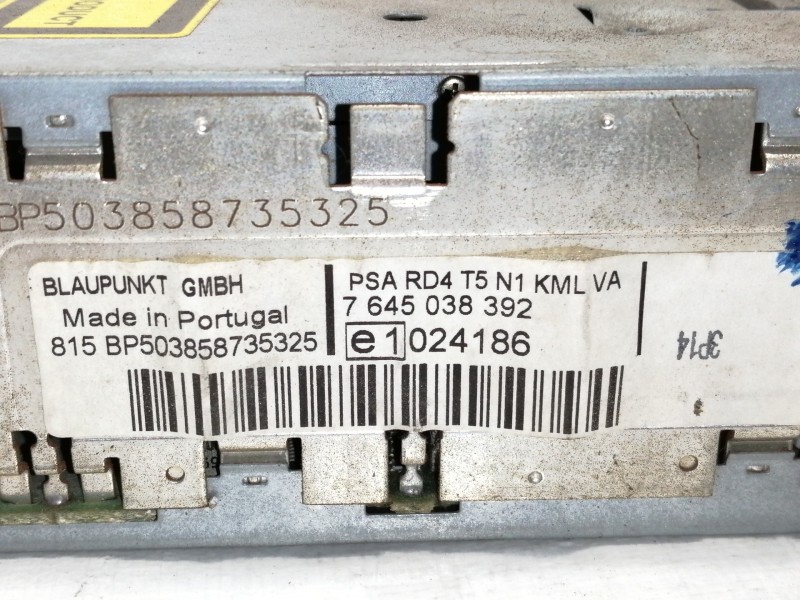 Recambio de sistema audio / radio cd para peugeot 307 cc (s2) básico referencia OEM IAM 7645038392  
