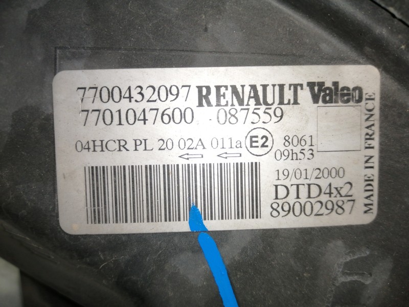 Recambio de faro derecho para renault scenic (ja..) 1.9 dti diesel referencia OEM IAM 7700432097 7701047600 89002987