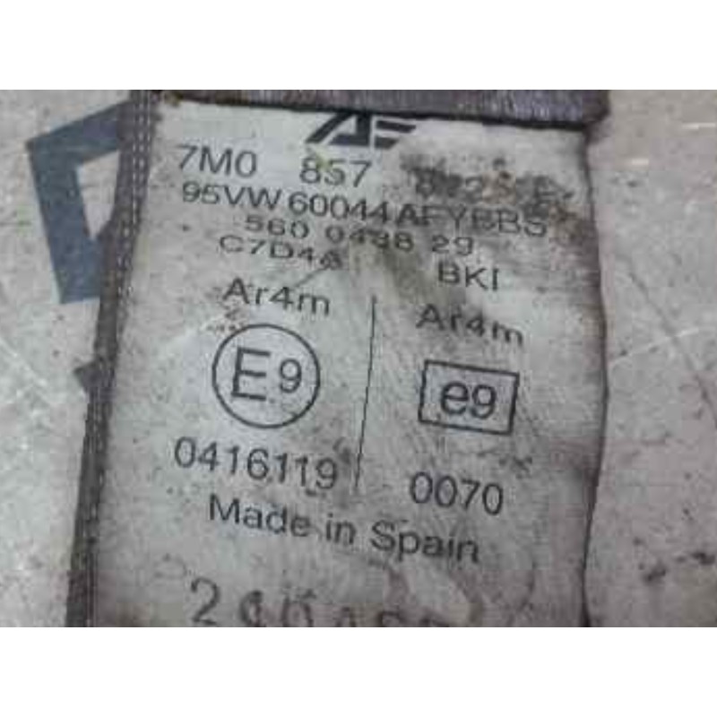 Recambio de cinturon seguridad trasero derecho para seat alhambra (7v8) se referencia OEM IAM 7M0857816 7M0857816F 