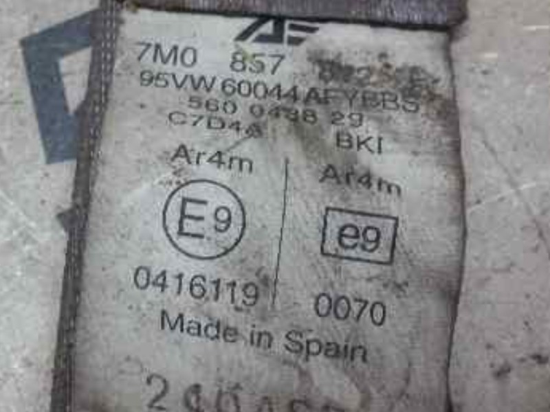 Recambio de cinturon seguridad trasero derecho para seat alhambra (7v8) se referencia OEM IAM 7M0857816 7M0857816F 