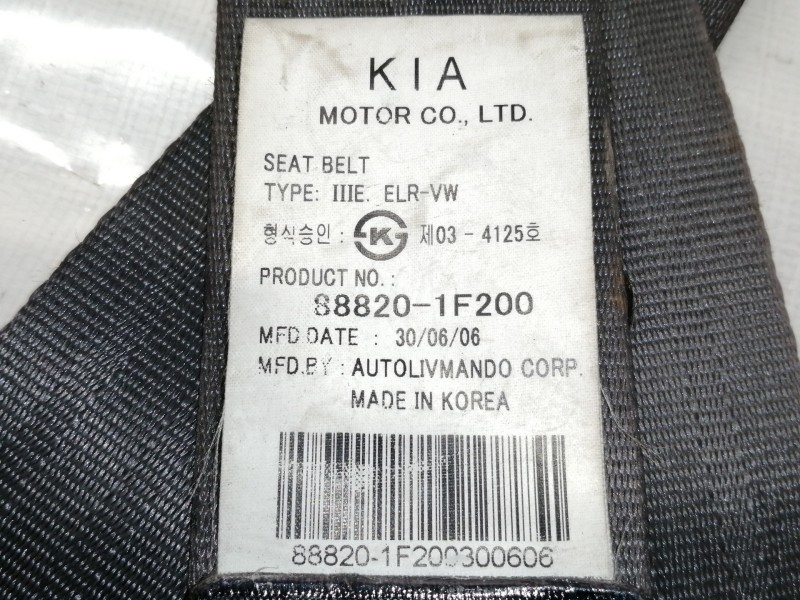 Recambio de cinturon seguridad delantero derecho para kia sportage ex referencia OEM IAM 888201F200  