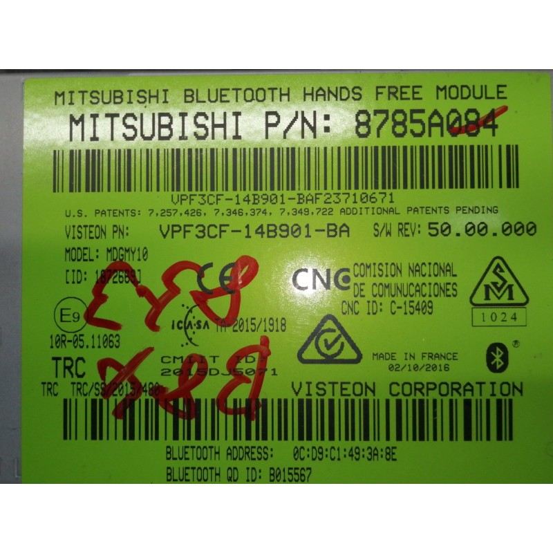 Recambio de modulo electronico para mitsubishi asx (ga0w) motion 2wd referencia OEM IAM 8785A084 VPF3CF14B901BA MDGMY10