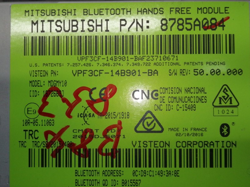 Recambio de modulo electronico para mitsubishi asx (ga0w) motion 2wd referencia OEM IAM 8785A084 VPF3CF14B901BA MDGMY10