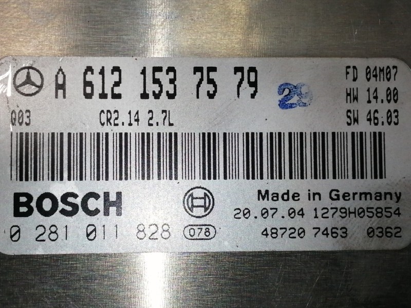 Recambio de centralita motor uce para mercedes-benz clase c (w203) berlina 270 cdi (203.016) referencia OEM IAM A6121537579 0281