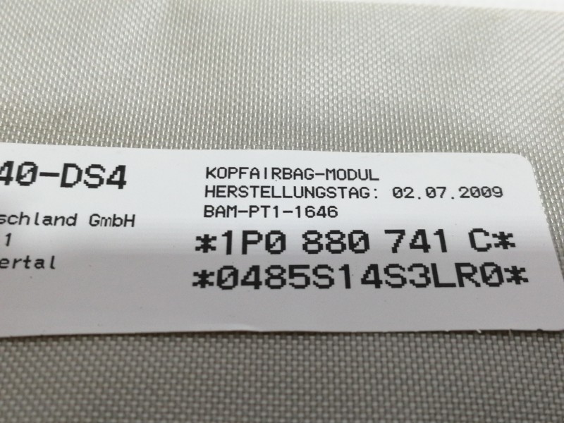 Recambio de airbag cortina delantero izquierdo para seat leon (1p1) emocion referencia OEM IAM 1P0880741C  