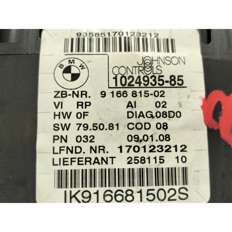 Recambio de cuadro instrumentos para bmw serie 1 berlina (e81/e87) 2.0 16v cat referencia OEM IAM 102493585 916681502 