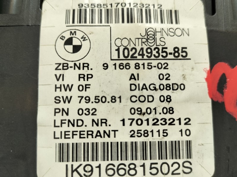 Recambio de cuadro instrumentos para bmw serie 1 berlina (e81/e87) 2.0 16v cat referencia OEM IAM 102493585 916681502 