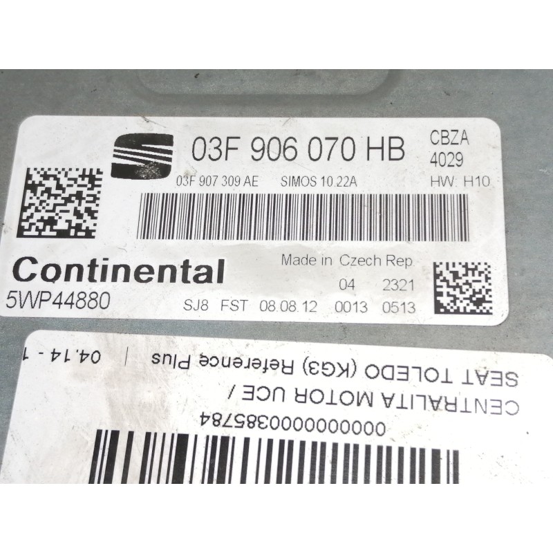 Recambio de centralita motor uce para seat toledo (kg3) reference plus referencia OEM IAM 03F906070HB 03F907309AE 5WP44880