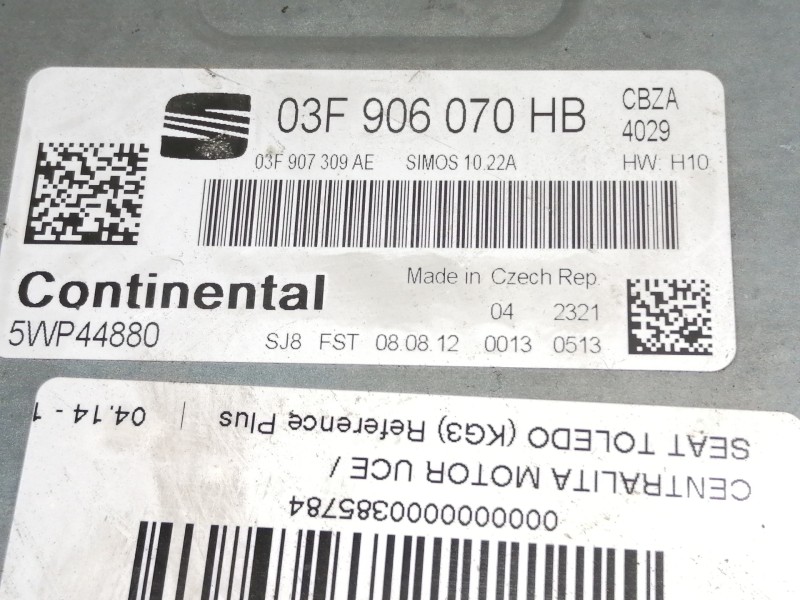 Recambio de centralita motor uce para seat toledo (kg3) reference plus referencia OEM IAM 03F906070HB 03F907309AE 5WP44880