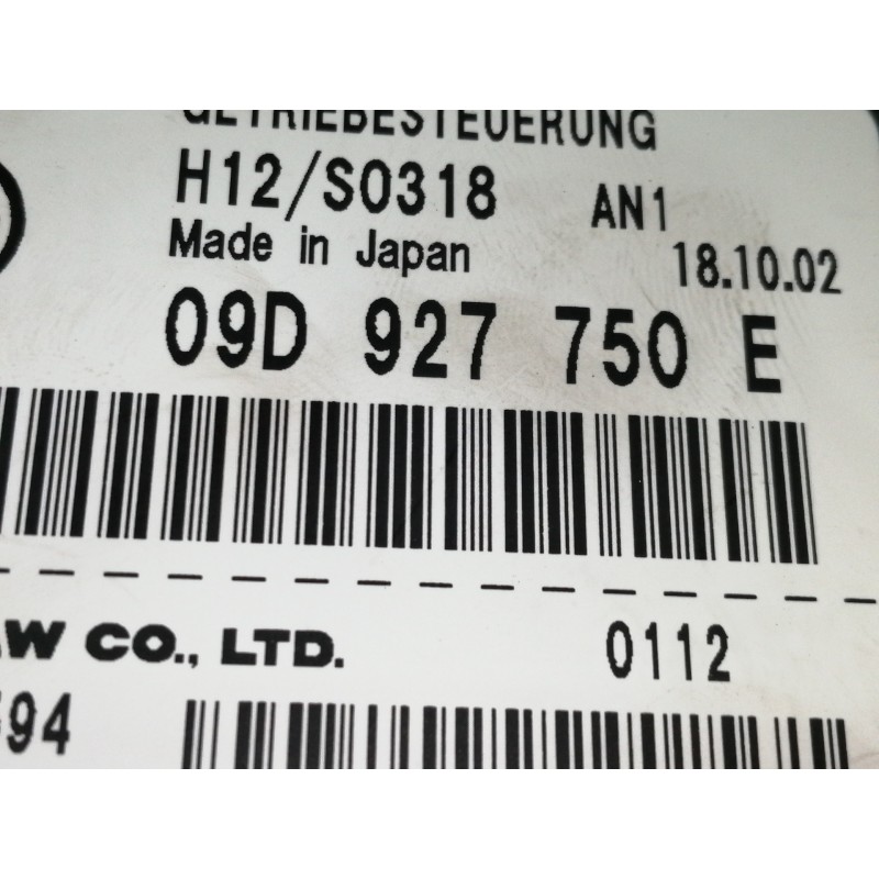 Recambio de centralita cambio automatico para volkswagen touareg (7la) tdi v10 referencia OEM IAM 09D927750E  