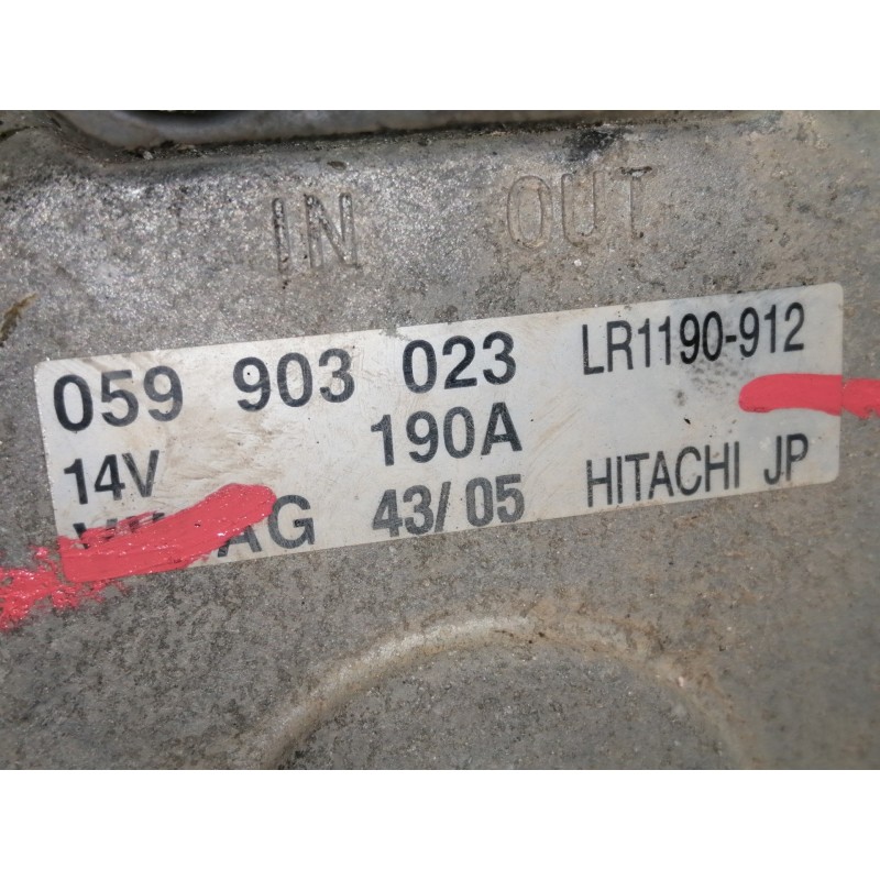 Recambio de alternador para volkswagen touareg (7l6) v6 tdi referencia OEM IAM 059903023 LR1190912 