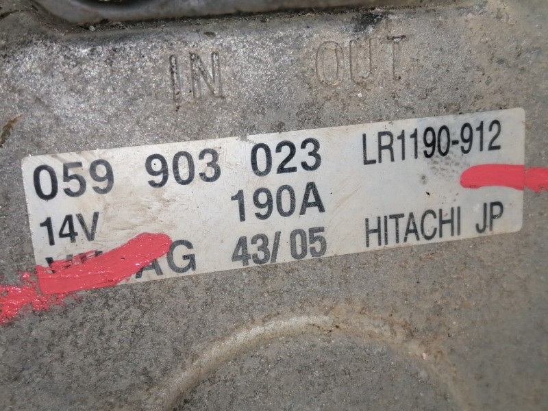 Recambio de alternador para volkswagen touareg (7l6) v6 tdi referencia OEM IAM 059903023 LR1190912 