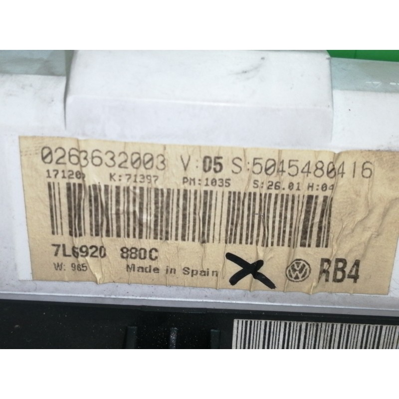 Recambio de cuadro instrumentos para volkswagen touareg (7la) tdi v10 referencia OEM IAM 7L6920880C 0263632003 