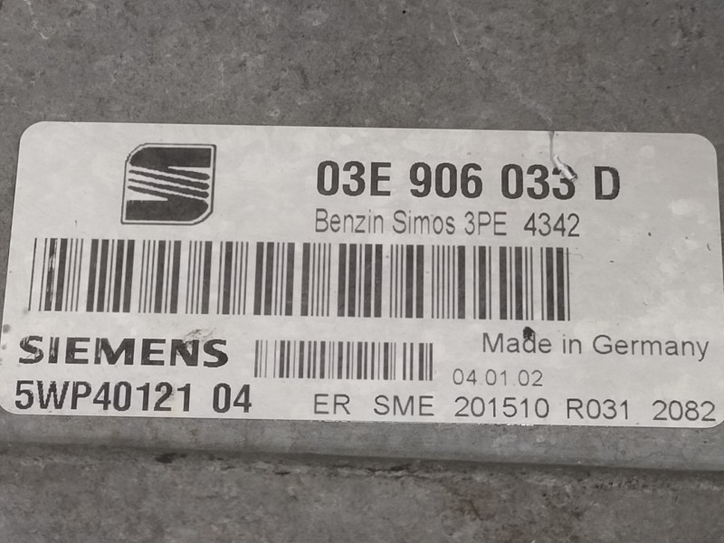 Recambio de centralita motor uce para seat ibiza (6l1) signo referencia OEM IAM 03E906033D SIEMENS 5WP4012104
