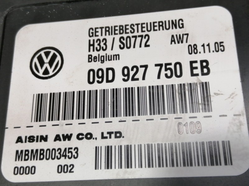Recambio de centralita cambio automatico para volkswagen touareg (7l6) v6 tdi referencia OEM IAM 09D927750EB  
