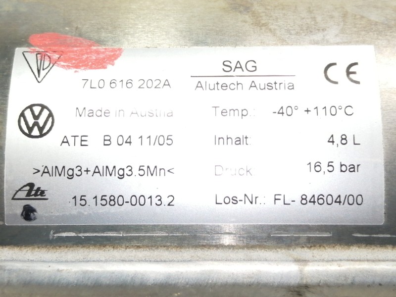 Recambio de acumulador central amortiguacion para volkswagen touareg (7l6) v6 tdi referencia OEM IAM 7L0616202A  