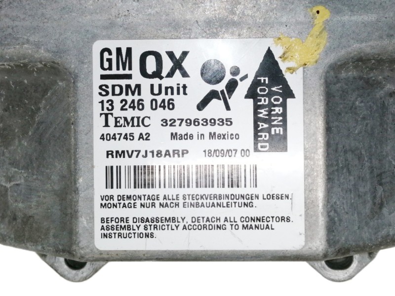 Recambio de centralita airbag para opel zafira b cosmo referencia OEM IAM 13246046 327963935 404745A2 RMV7J18ARP 