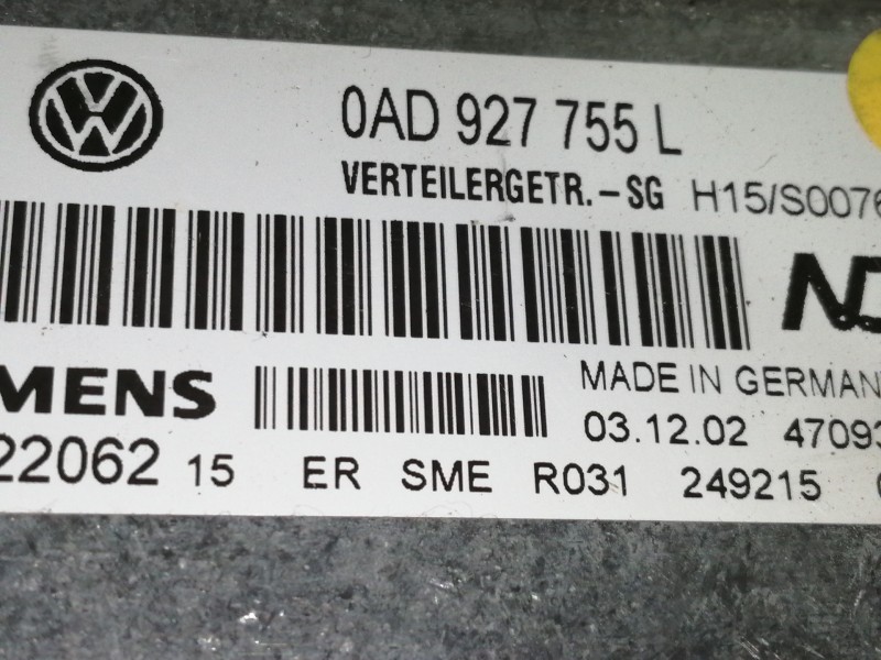 Recambio de centralita cambio automatico para volkswagen touareg (7la) tdi v10 referencia OEM IAM 0AD927755L  
