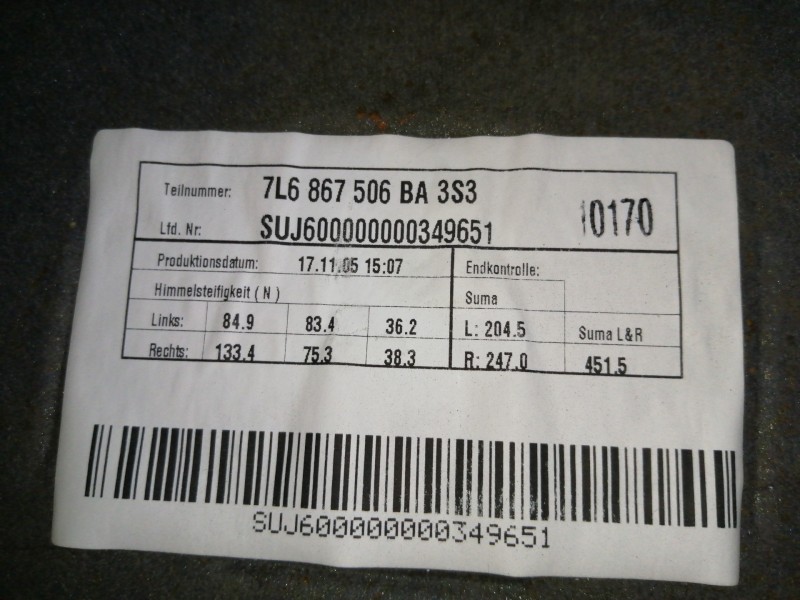 Recambio de techo interior para volkswagen touareg (7l6) v6 tdi referencia OEM IAM 7L6867500BJ  