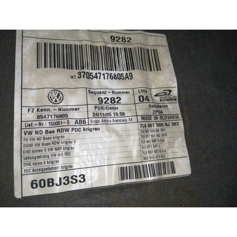 Recambio de techo interior para volkswagen touareg (7l6) v6 tdi referencia OEM IAM 7L6867500BJ  