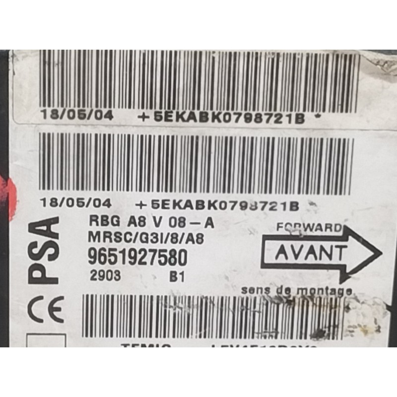 Recambio de centralita airbag para citroën c3 1.1 vivace referencia OEM IAM 9651927580  