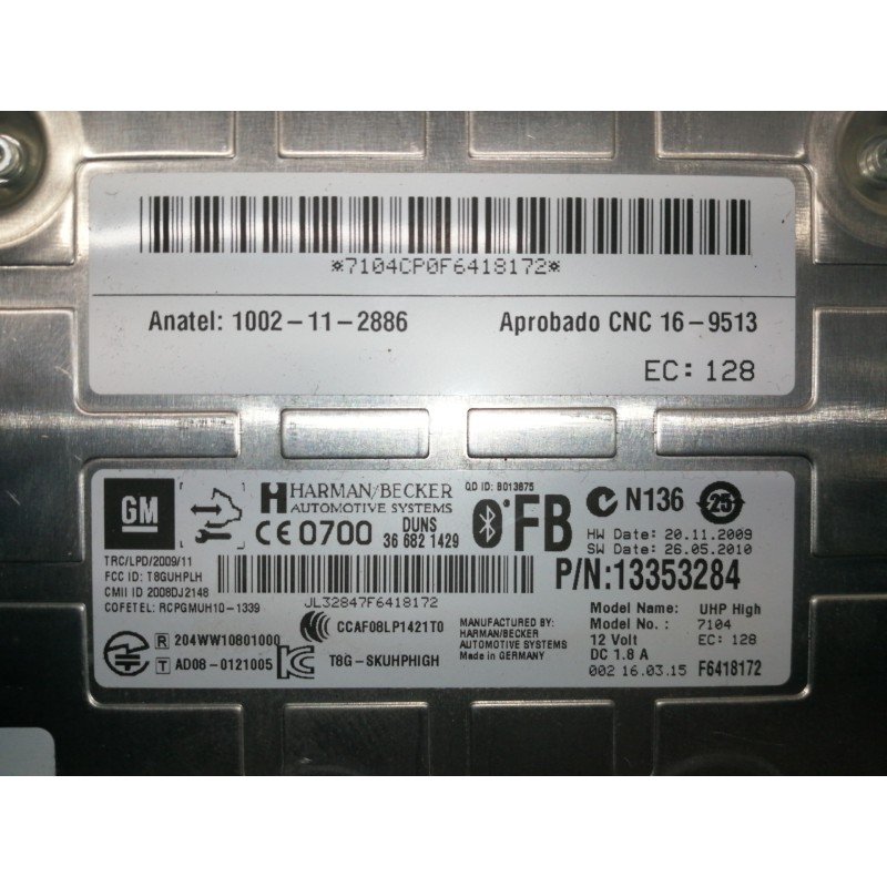 Recambio de modulo electronico para opel astra j lim. excellence referencia OEM IAM 13353284 1002112886 366821429 CNC169513 BLUE