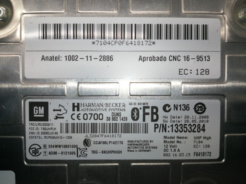 Recambio de modulo electronico para opel astra j lim. excellence referencia OEM IAM 13353284 1002112886 366821429 CNC169513 BLUE