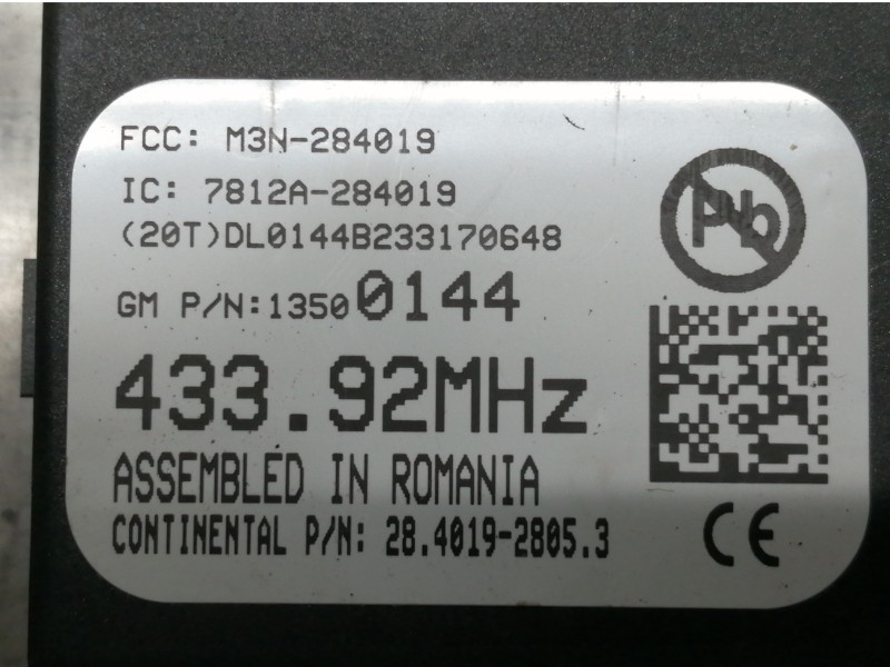 Recambio de modulo electronico para opel astra j lim. excellence referencia OEM IAM 13500144 28401928053 DL0144B233170648 7812A2