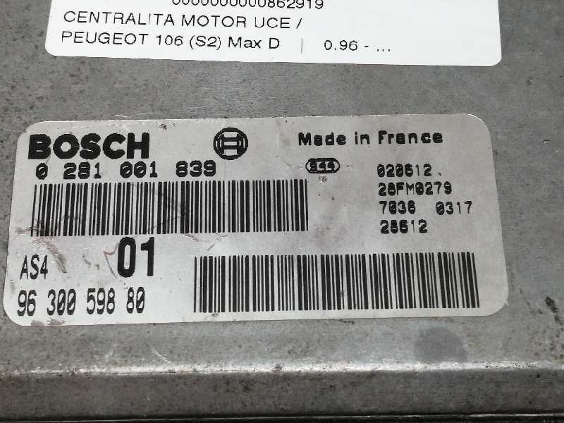 Recambio de centralita motor uce para peugeot 106 (s2) max d referencia OEM IAM 0281001839 9630059880 28FM0279