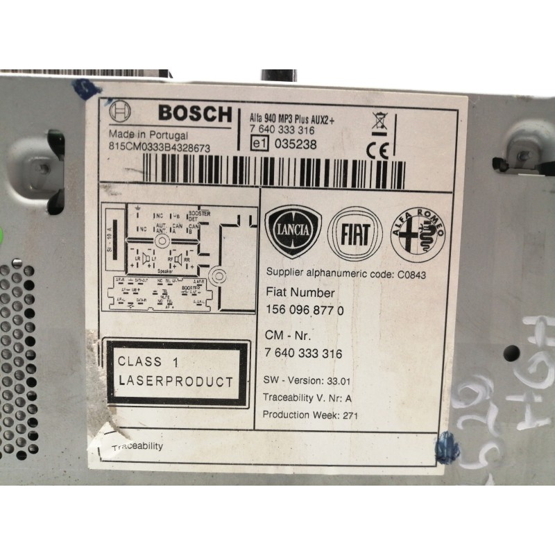 Recambio de sistema audio / radio cd para alfa romeo giulietta (191) distinctive referencia OEM IAM 1560968770  