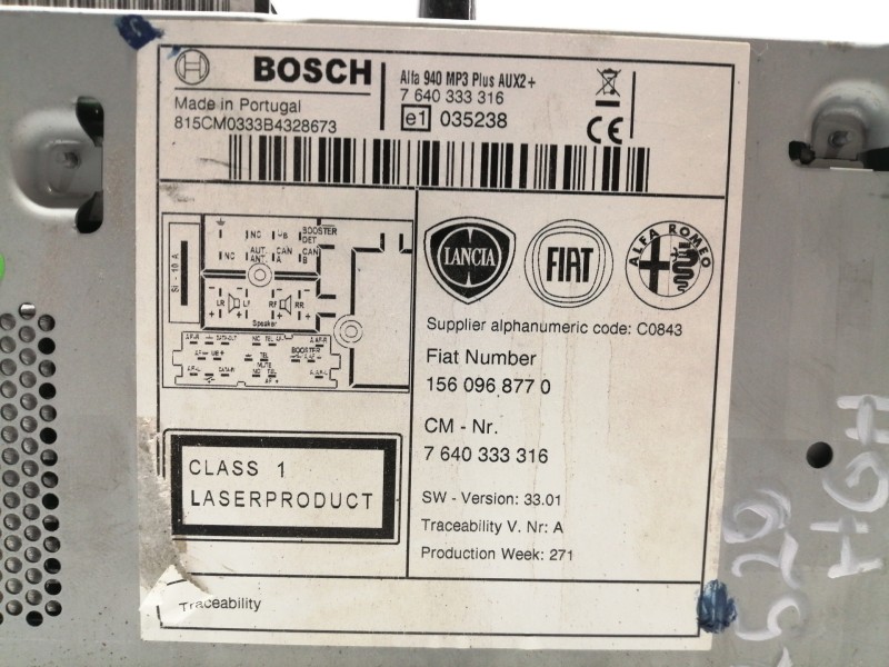Recambio de sistema audio / radio cd para alfa romeo giulietta (191) distinctive referencia OEM IAM 1560968770  