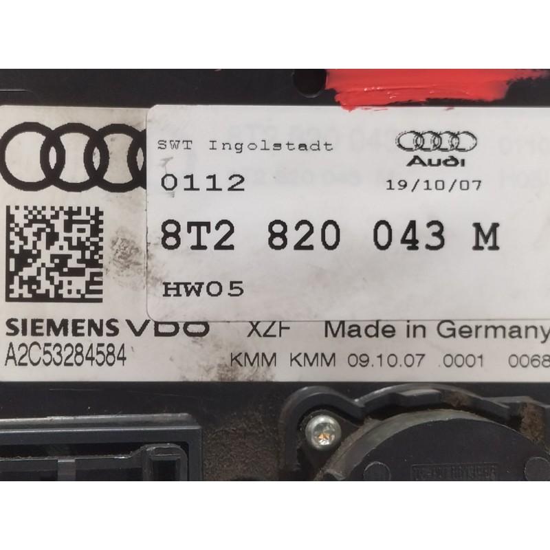 Recambio de mando calefaccion / aire acondicionado para audi a5 coupe (8t) 2.7 tdi referencia OEM IAM 8T2820043M  