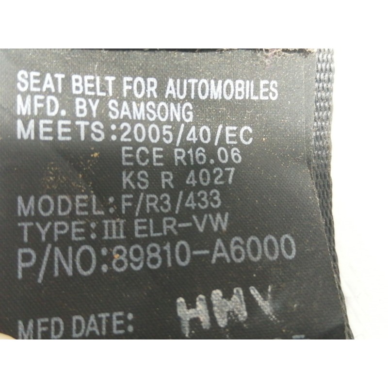 Recambio de cinturon seguridad trasero izquierdo para hyundai i30 (gd) classic referencia OEM IAM 89810A6000  