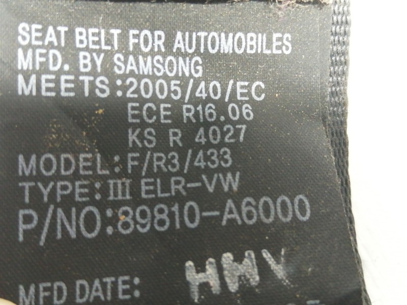 Recambio de cinturon seguridad trasero izquierdo para hyundai i30 (gd) classic referencia OEM IAM 89810A6000  