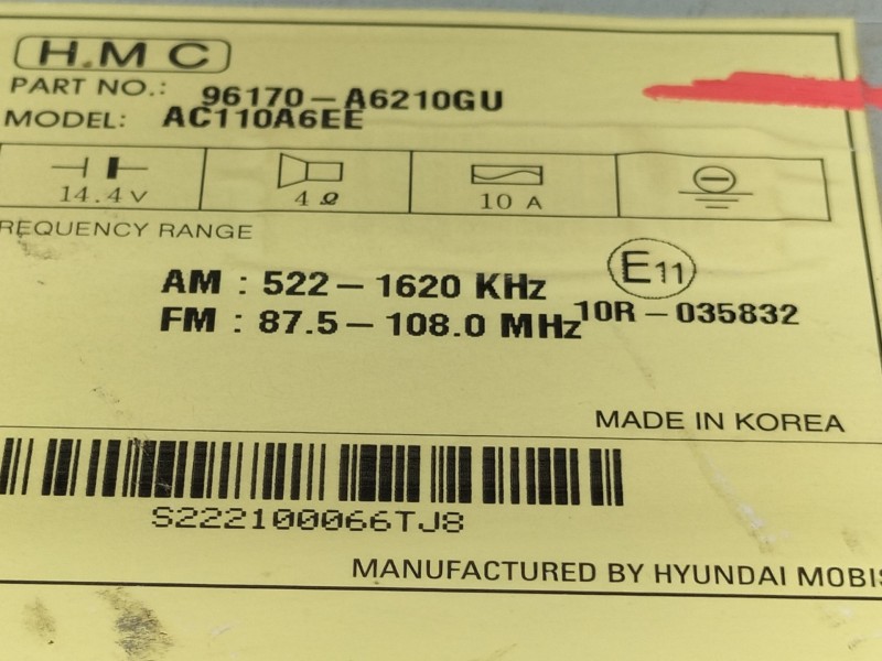 Recambio de sistema audio / radio cd para hyundai i30 (gd) classic referencia OEM IAM 96170A6210GU AC110A6EE 