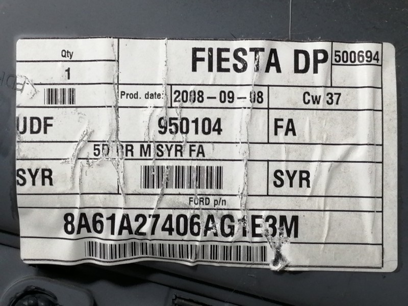 Recambio de guarnecido puerta trasera derecha para ford fiesta (cb1) ghia referencia OEM IAM 8A61A27406A 8A61A27406AG1E3M 