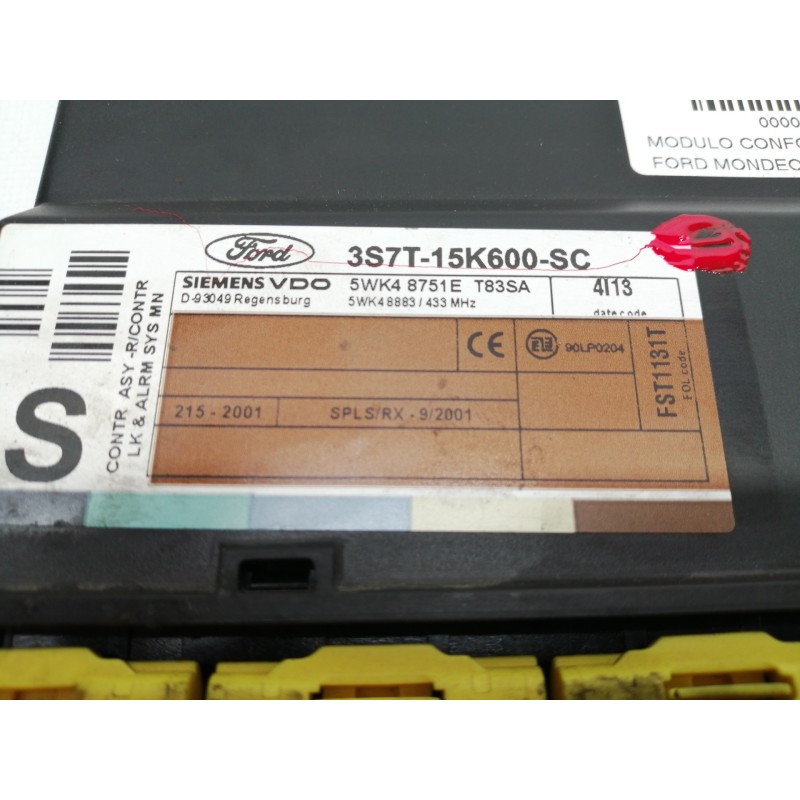 Recambio de modulo confort para ford mondeo berlina (ge) ghia referencia OEM IAM 3S7T15K600SC 5WK48751E 