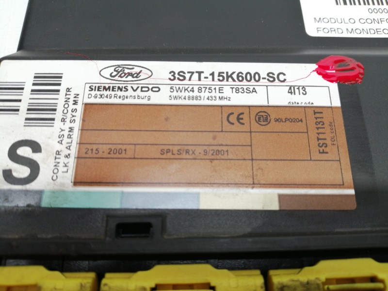 Recambio de modulo confort para ford mondeo berlina (ge) ghia referencia OEM IAM 3S7T15K600SC 5WK48751E 