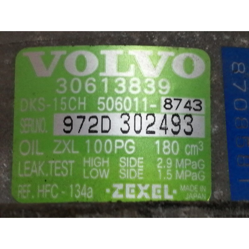 Recambio de compresor aire acondicionado para volvo s40 berlina 1.8 16v cat referencia OEM IAM 30613839  