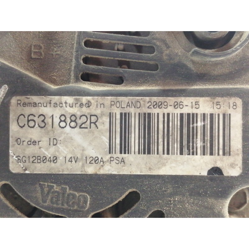 Recambio de alternador para peugeot boxer monovolumen (rs2850)(290)(´02) 290 c td estándar referencia OEM IAM C631882R SG12B040 