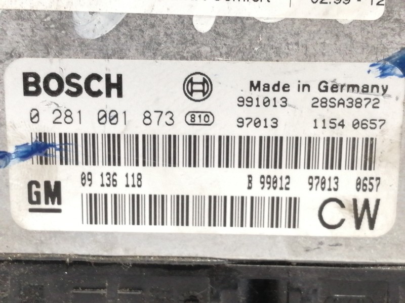 Recambio de centralita motor uce para opel vectra b berlina comfort referencia OEM IAM 0281001873 0281001873 
