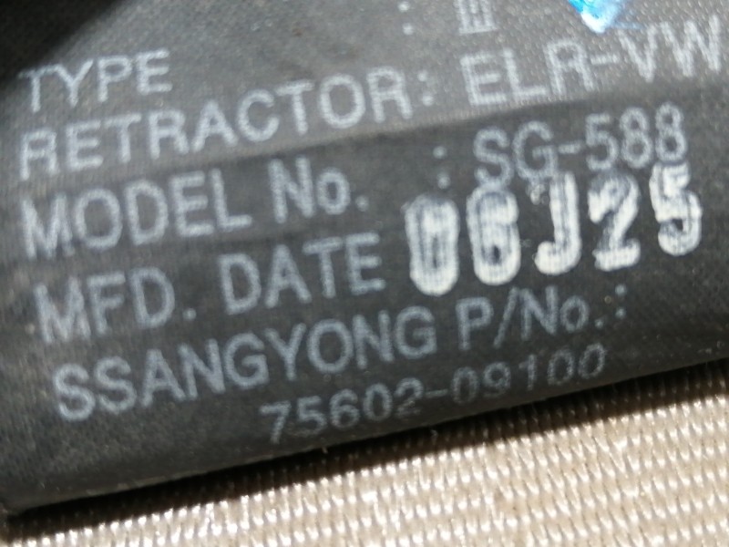 Recambio de cinturon seguridad trasero derecho para ssangyong kyron 200 xdi limited referencia OEM IAM 7560209100  