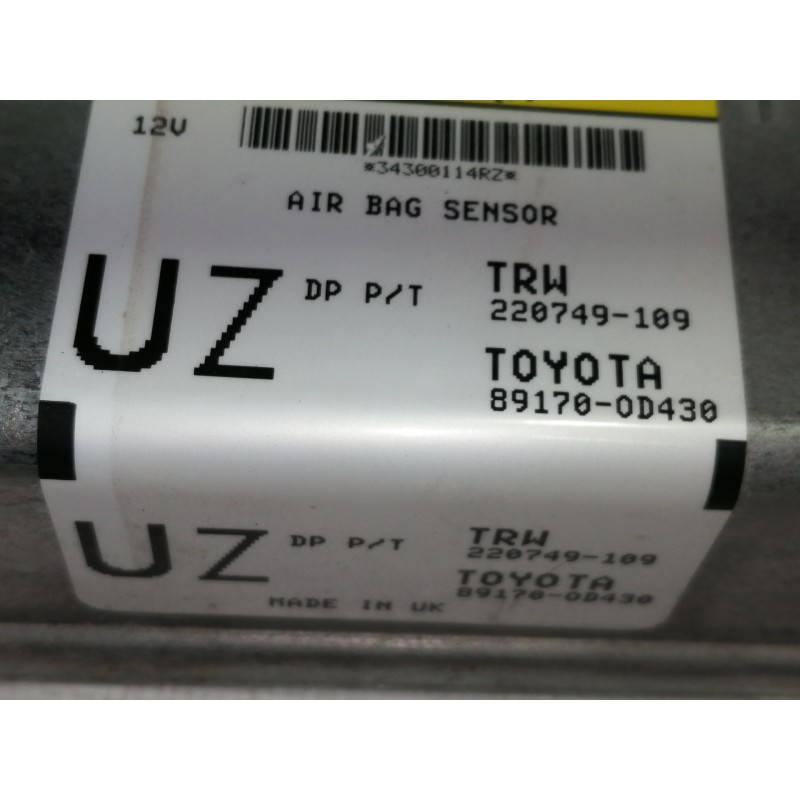 Recambio de centralita airbag para toyota yaris 1.0 cat referencia OEM IAM 891700D430  