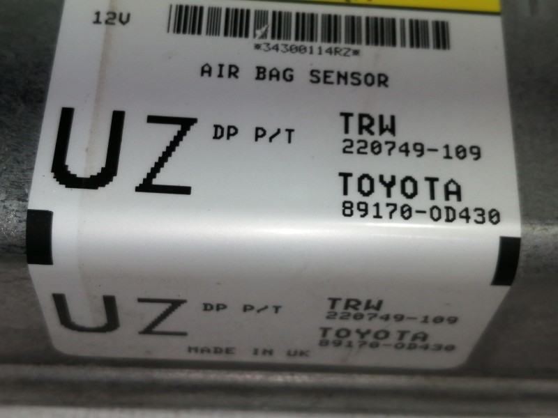 Recambio de centralita airbag para toyota yaris 1.0 cat referencia OEM IAM 891700D430  